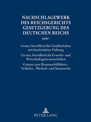 cover image of Nachschlagewerk des Reichsgerichts – Gesetzgebung des Deutschen Reichs